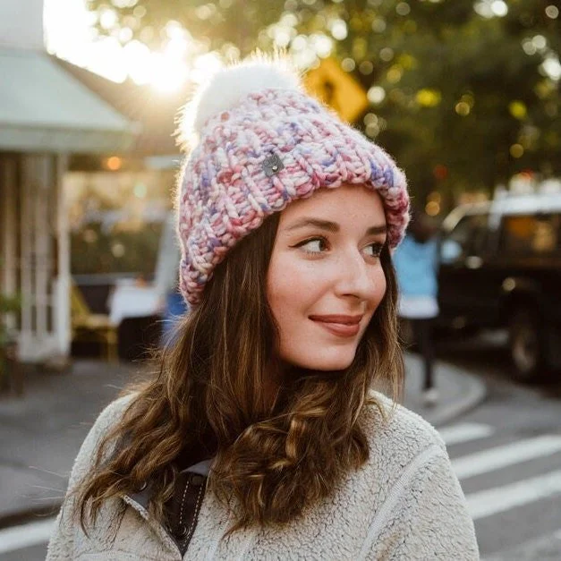 Beanie Classic with Detachable Pompom Cherry Vanilla Hand Knitted  100% Merino Wool — Just Becozy