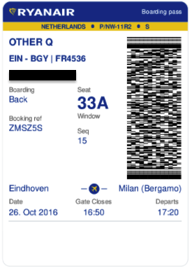 RYANAIR boarding pass
