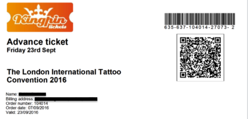 Ticket to the London International Tattoo Convention