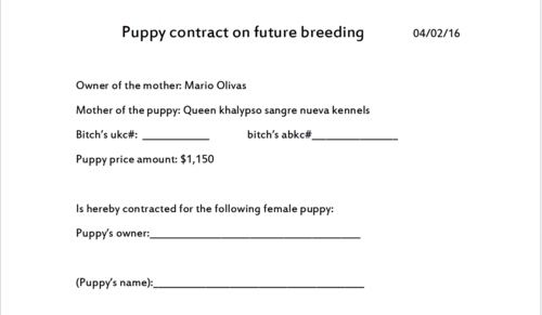 Puppy contracts