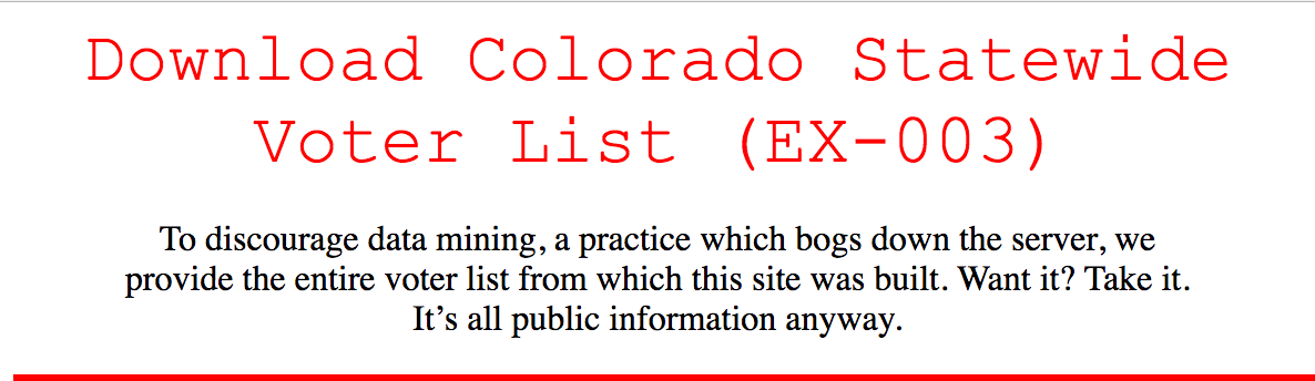 A screenshot from coloradovoters.info, a publicly accessible surface website.