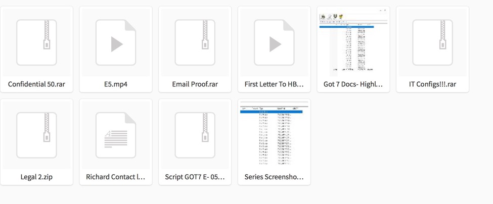 Screen capture of the files included in HBO Hack - 2nd Wave