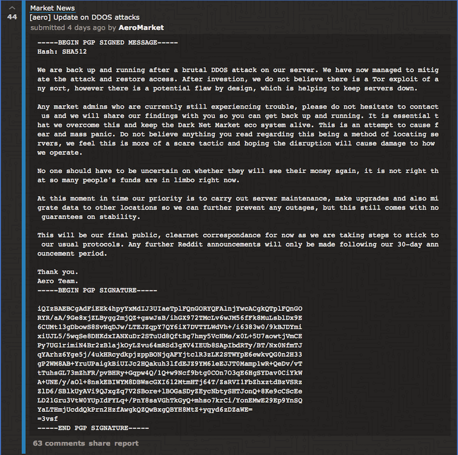 Figure SEQ Figure \* ARABIC 3: Aero Market Admin Post on Reddit