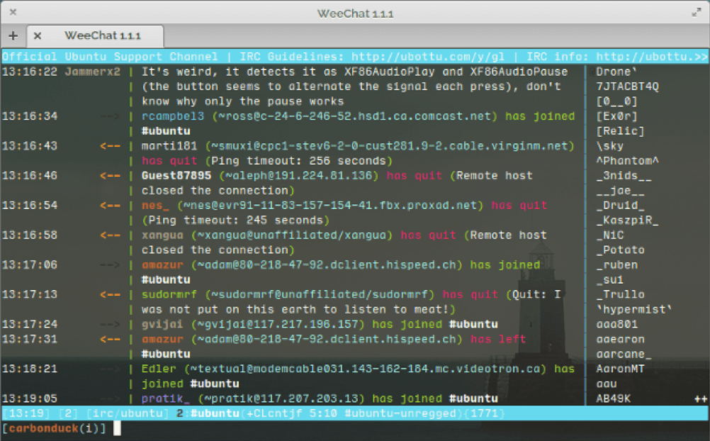 Figure SEQ Figure \* ARABIC 5 Weechat Sample Chat