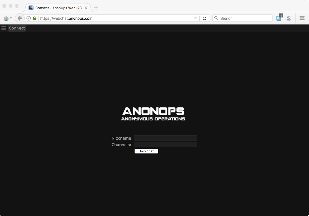 Figure SEQ Figure \* ARABIC 6 AnonOps WebChat Login