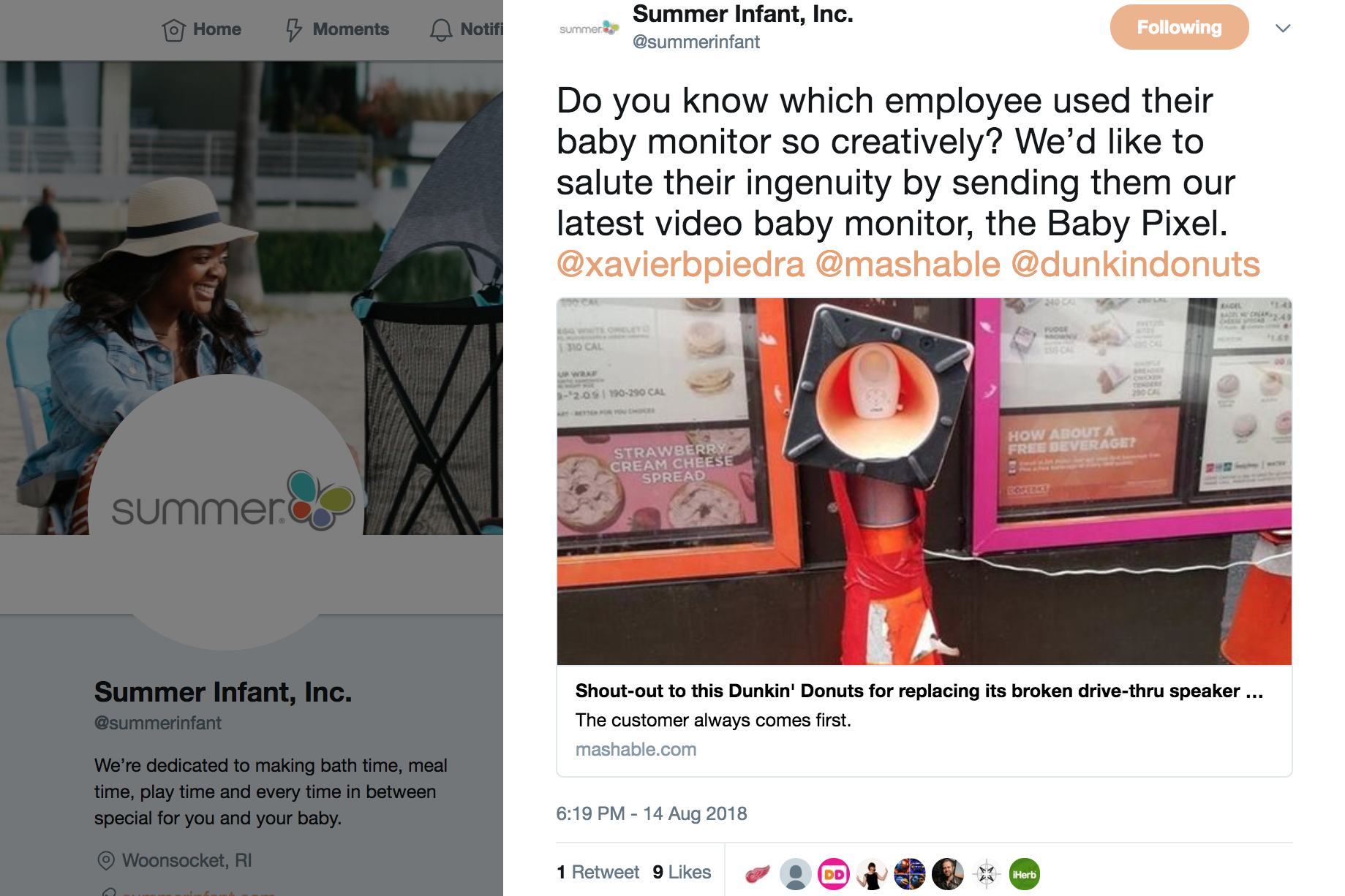 2018.08.14_Summer Infant, Twitter_Dunkin Donuts Baby Pixel monitor_cropped 3x2.png