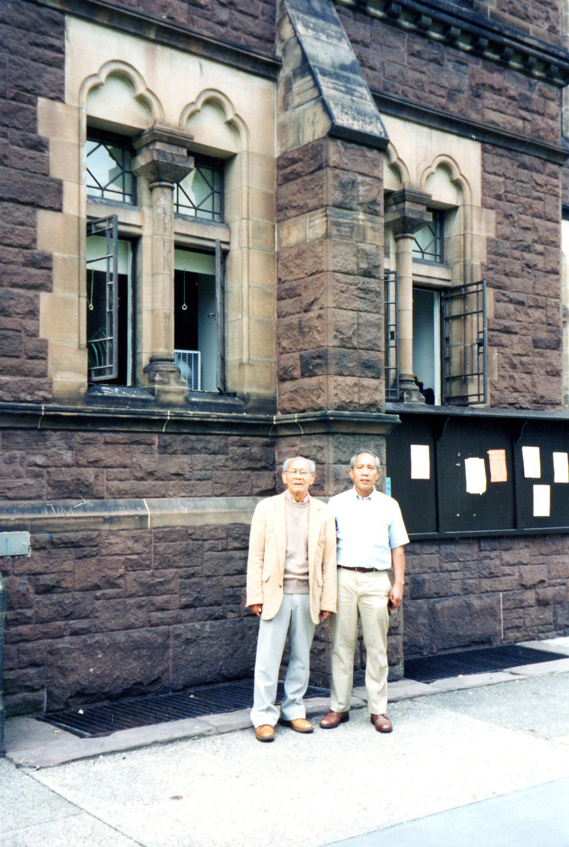 Paul C. Laus and Albert S. Bacdayan at Trinity College, Hartford, CT, their alma mater 1998
