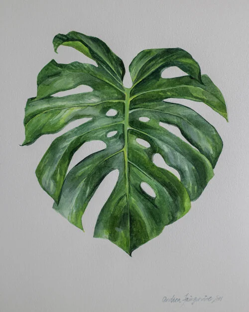 watercolor monstera Monstera Leaves in Watercolor – Embroidery Library main image 1