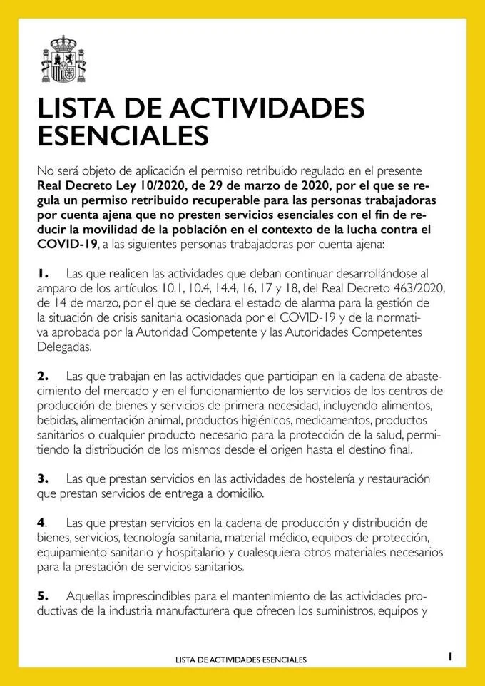 COVID19: 📢NUEVO PERMISO RETRIBUIDO RECUPERABLE OBLIGATORIO para las personas trabajadores por cuenta ajena que no presten servicios esenciales para reducir la movilidad