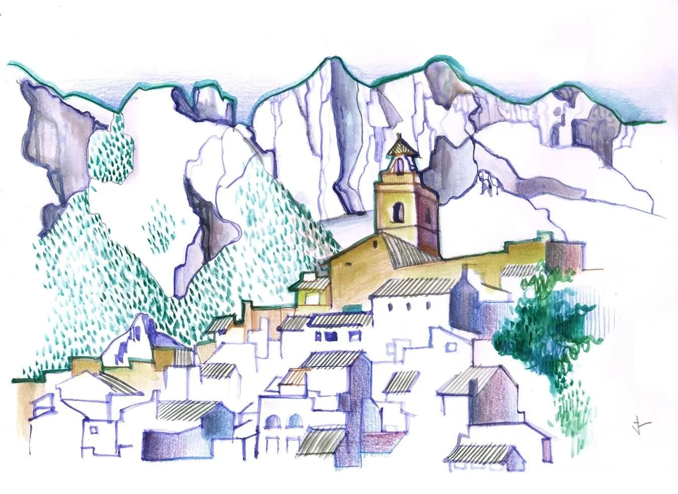Polop In The Valley Of Guadalest - 8'' x 10'' - Watercolor on paper