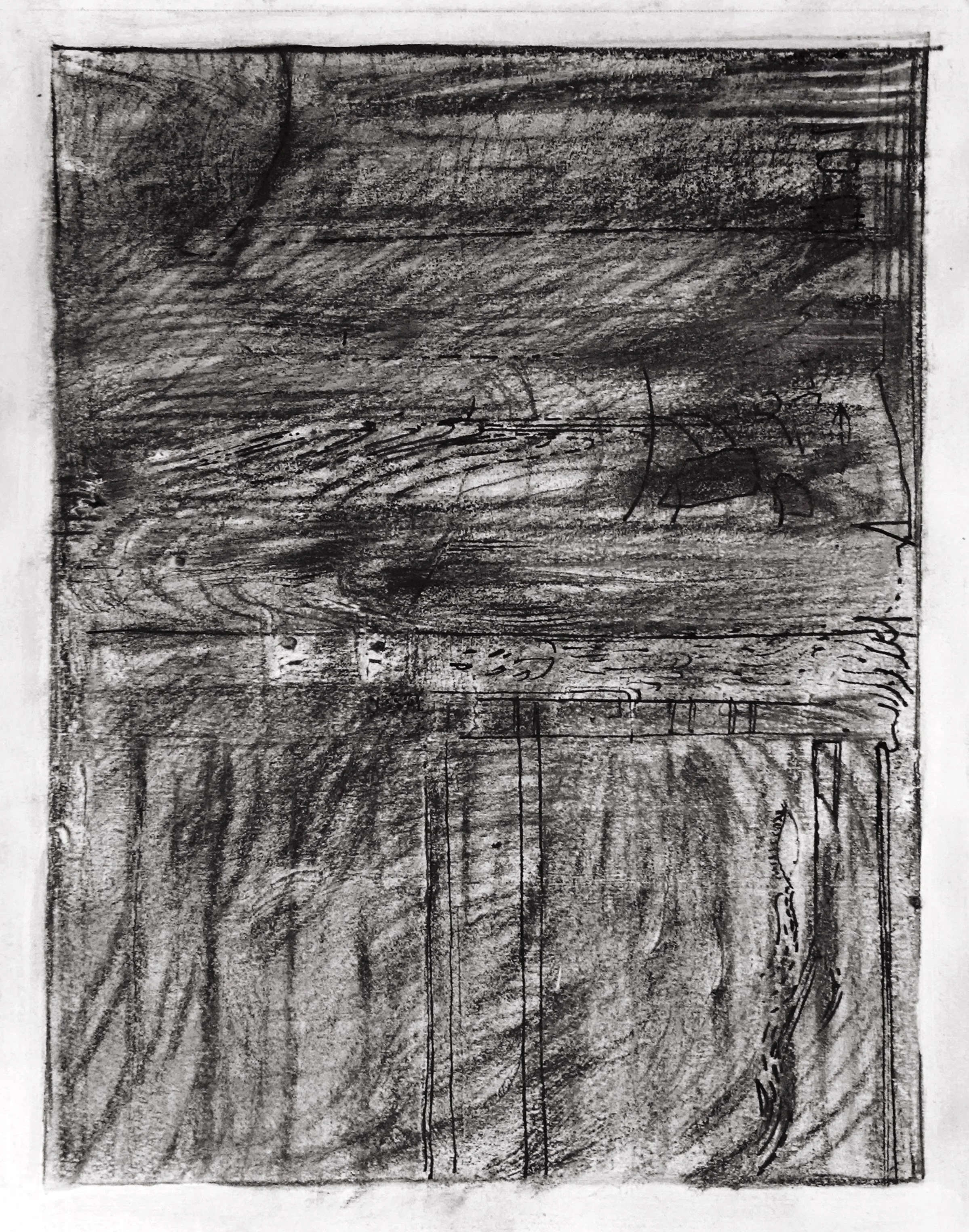 NY Sea #1 - Charcoal on Paper - 16'' x 20'' 