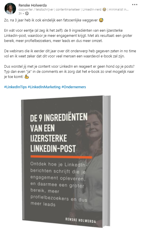 Een voorbeeld van een prikkelende LinkedIn-post