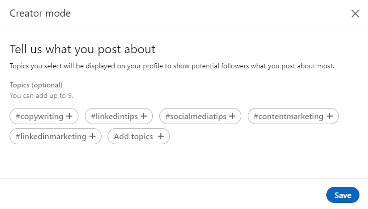 screenshot topics creator mode