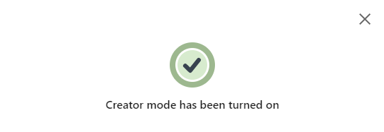 screenshot bevestiging creator mode