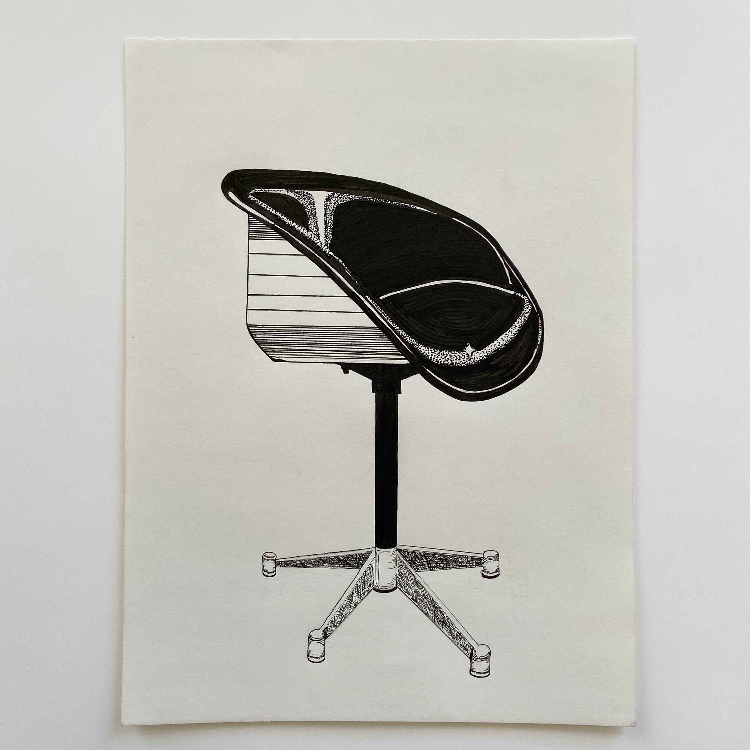  “Eames molded fiberglass side chair with a swivel base, Charles and Ray Eames for Herman Miller” 9x12 