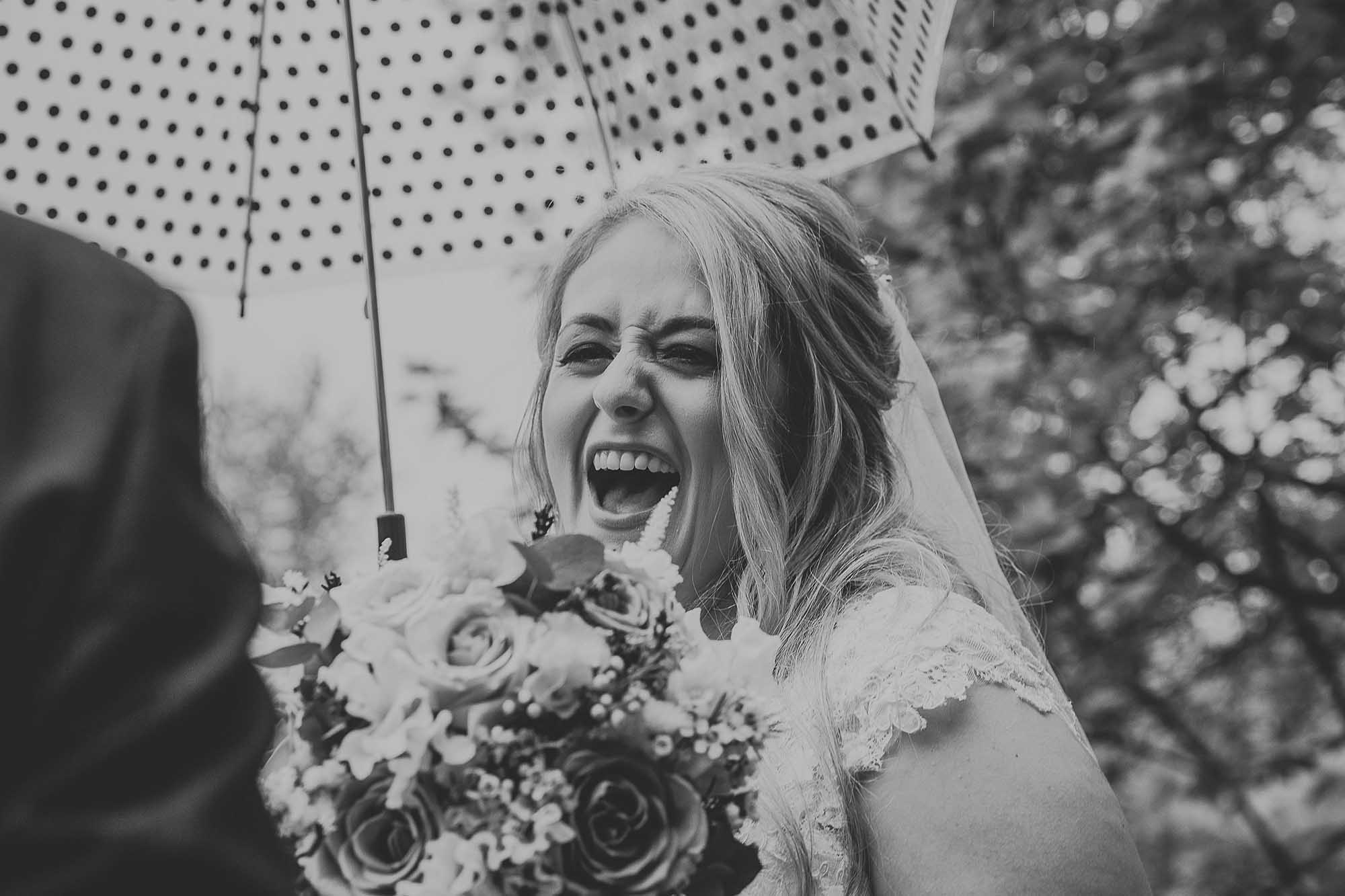 bride laughing East Riddlesden Hall