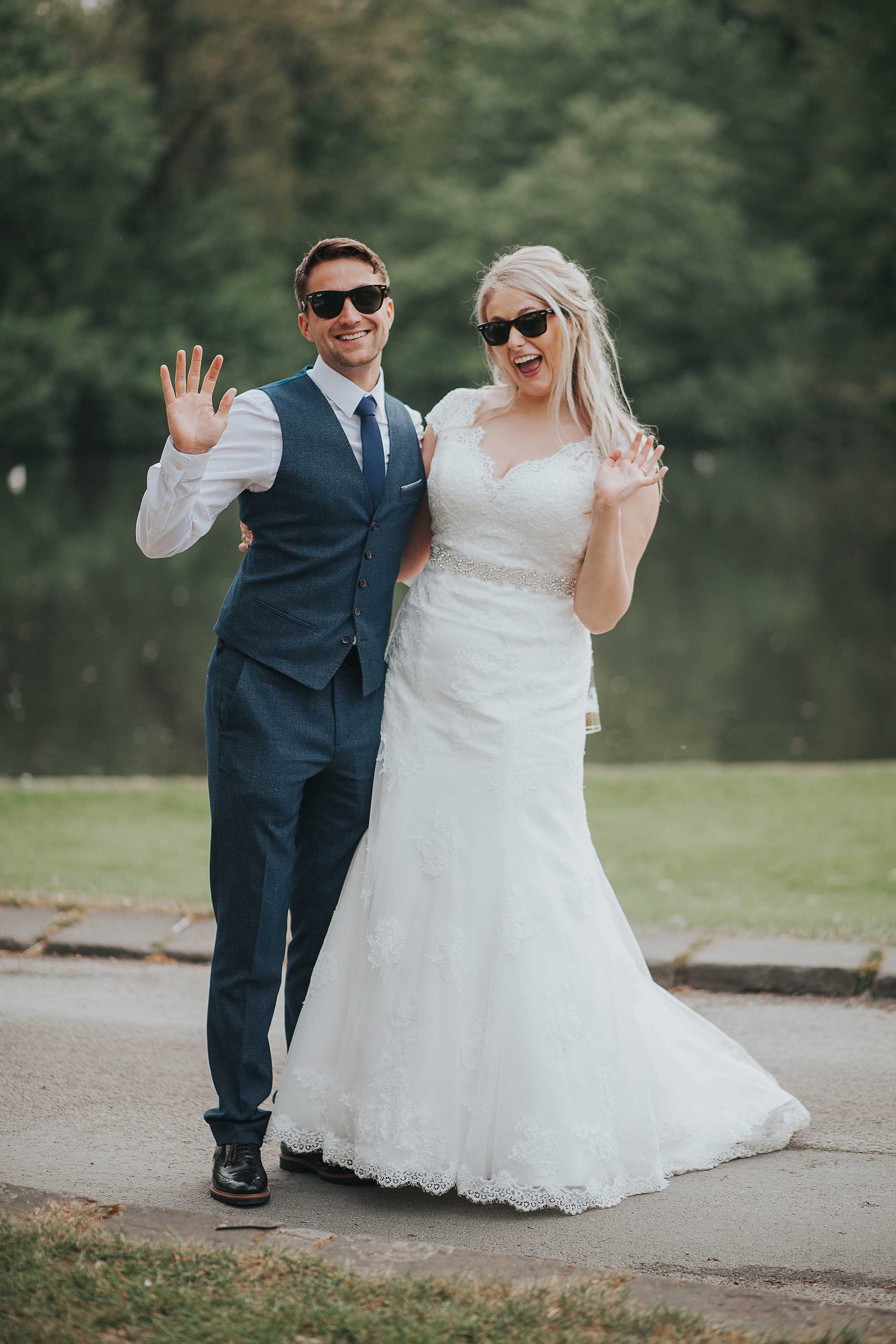 bride and groom at East Riddlesden Hall