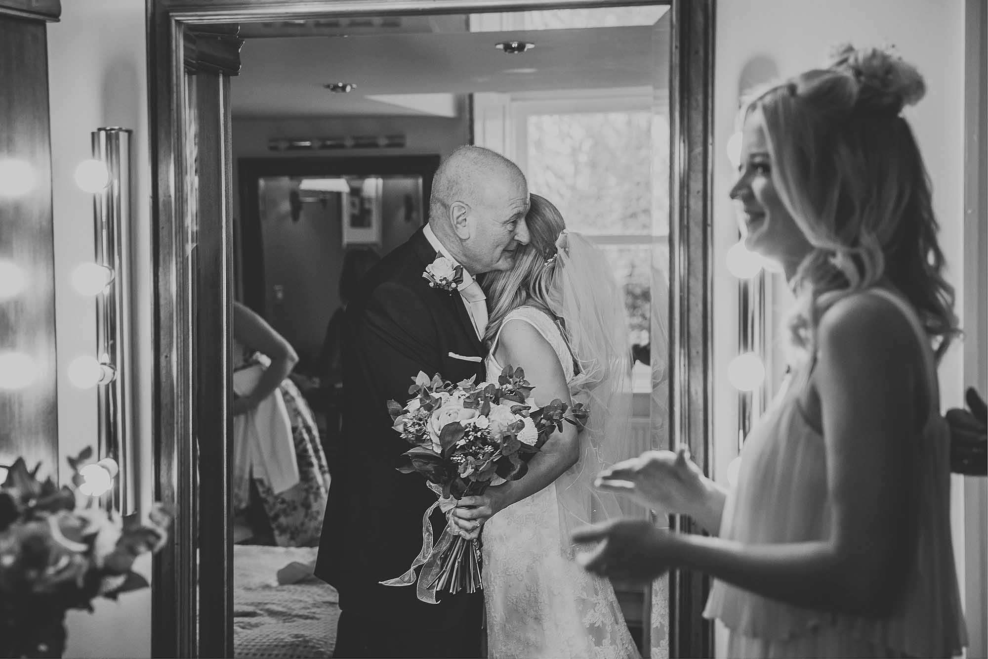 Bride and her Dad at The White Hart Inn Lydgate