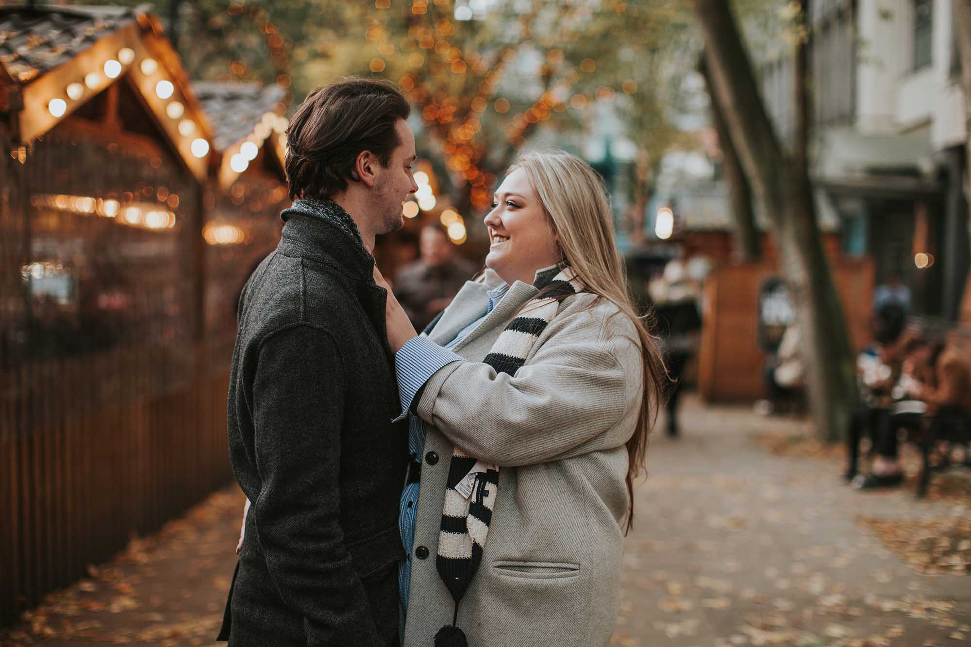 couple at the Manchester Christmas markets