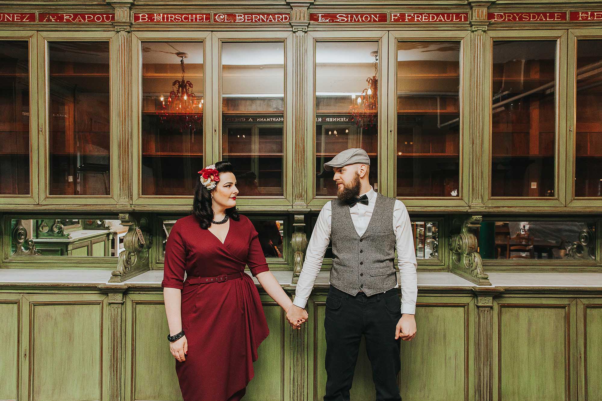 Vintage bridge and groom in Yorkshire