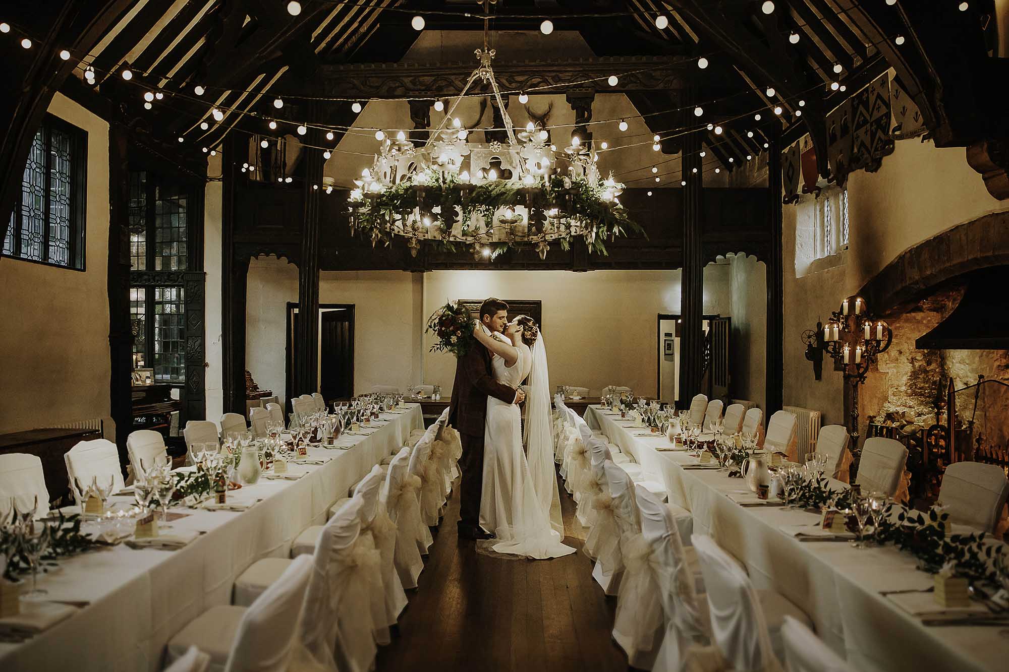 winter wedding photography Samlesbury Hall