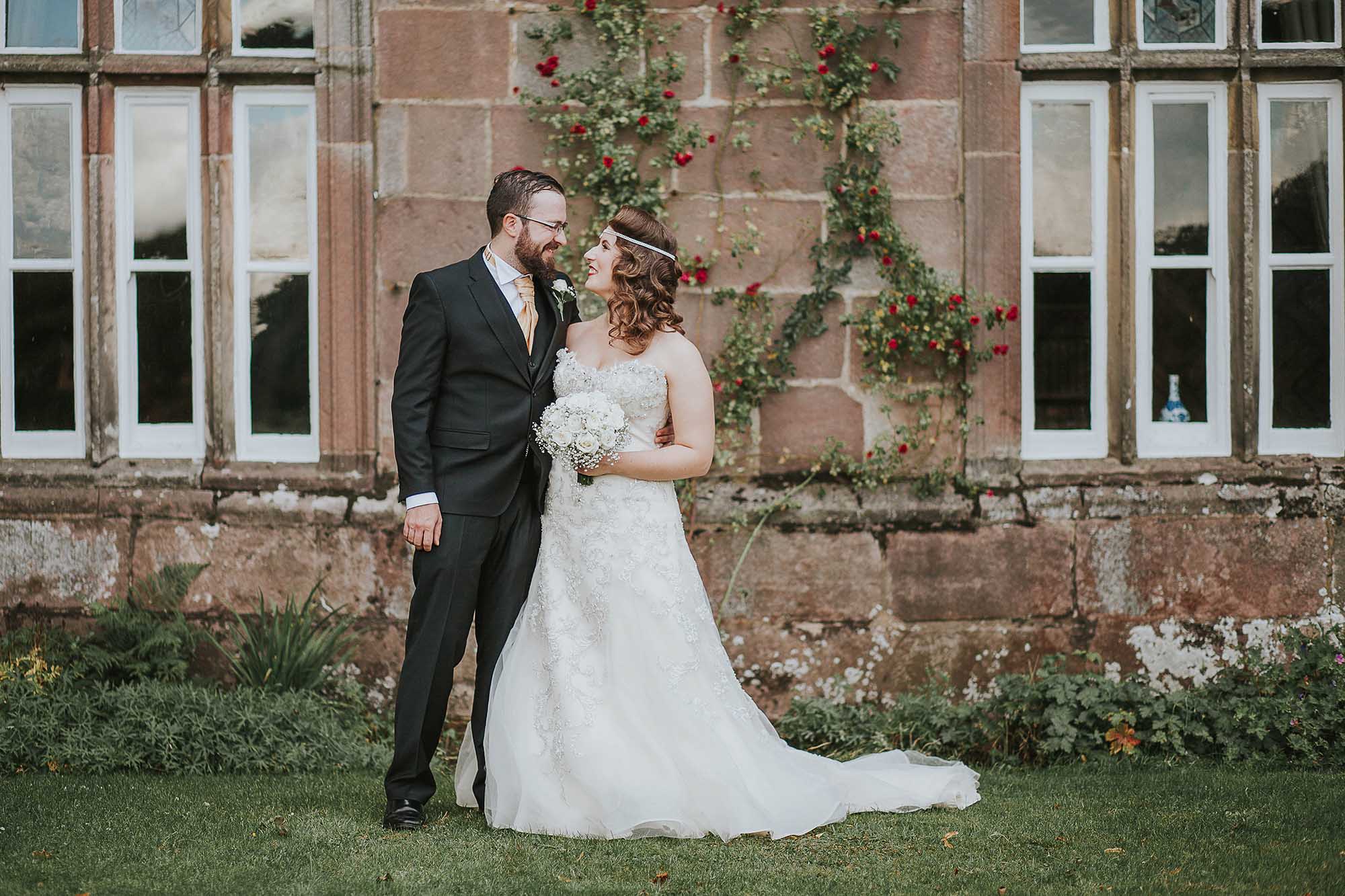 bride and groom at Browsholme Hall 