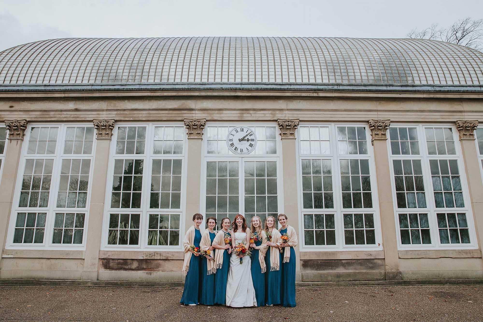 bridesmaids at Sheffield botanical gardens