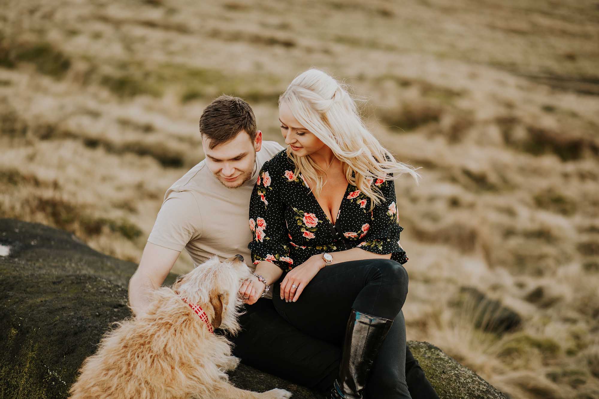 Couple with dog on Blackstone Edge