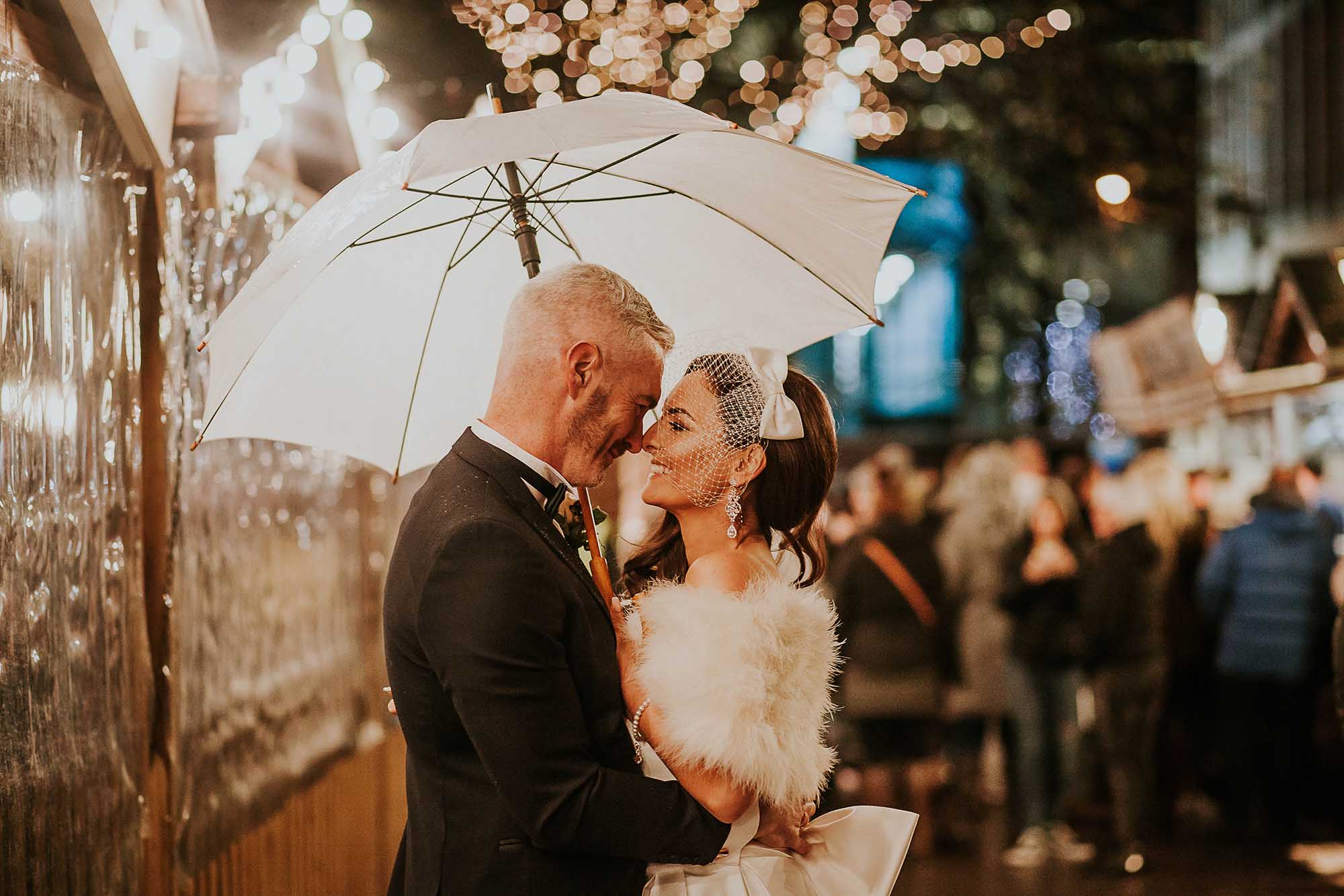 Christmas markets wedding photos