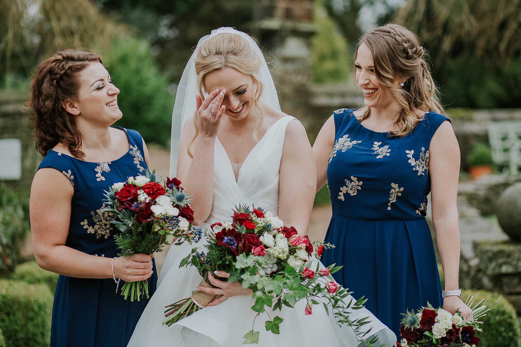 bridesmaids in the gardens at Holdsworth House