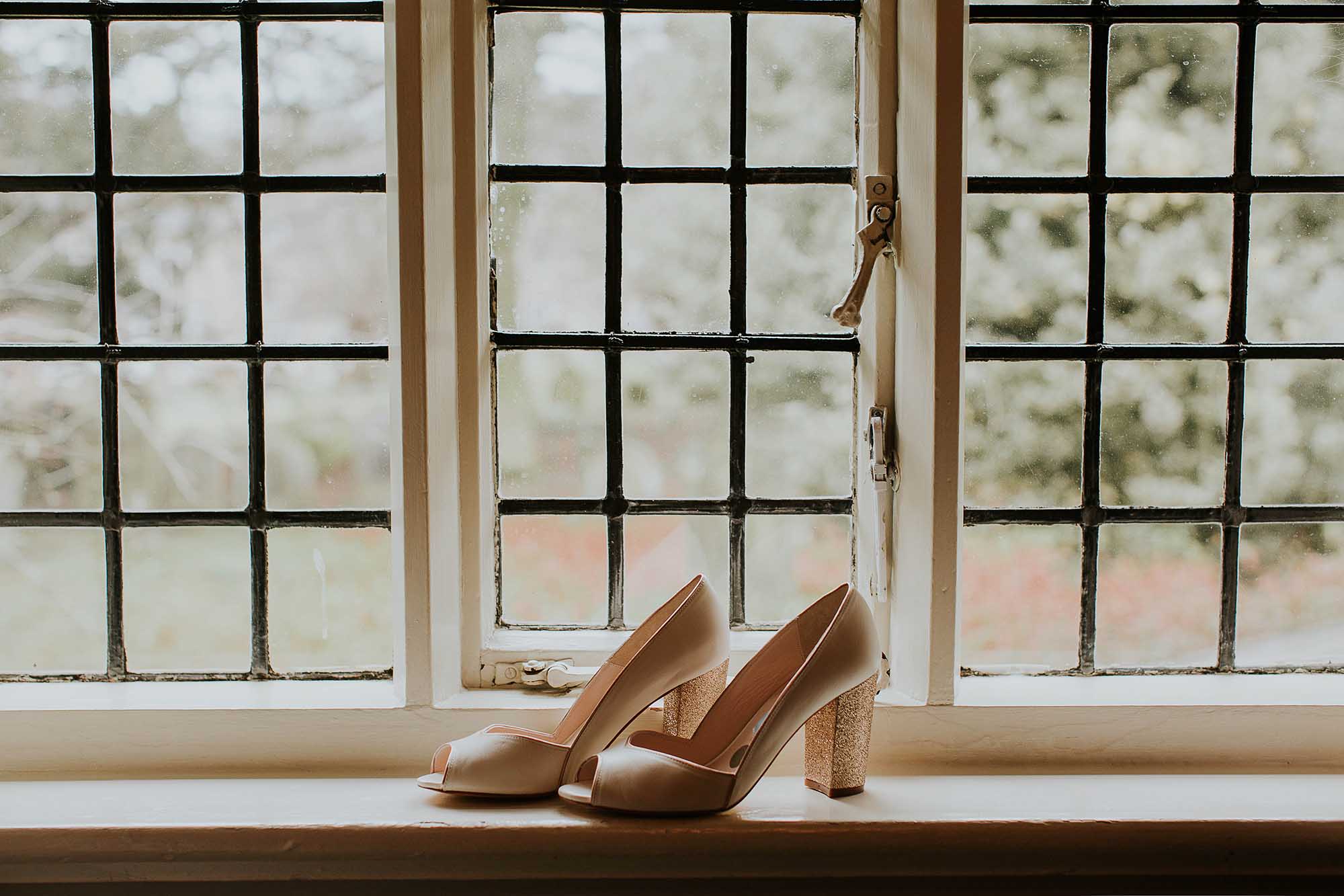 Bride's shoes at The Black Swan Helmsley