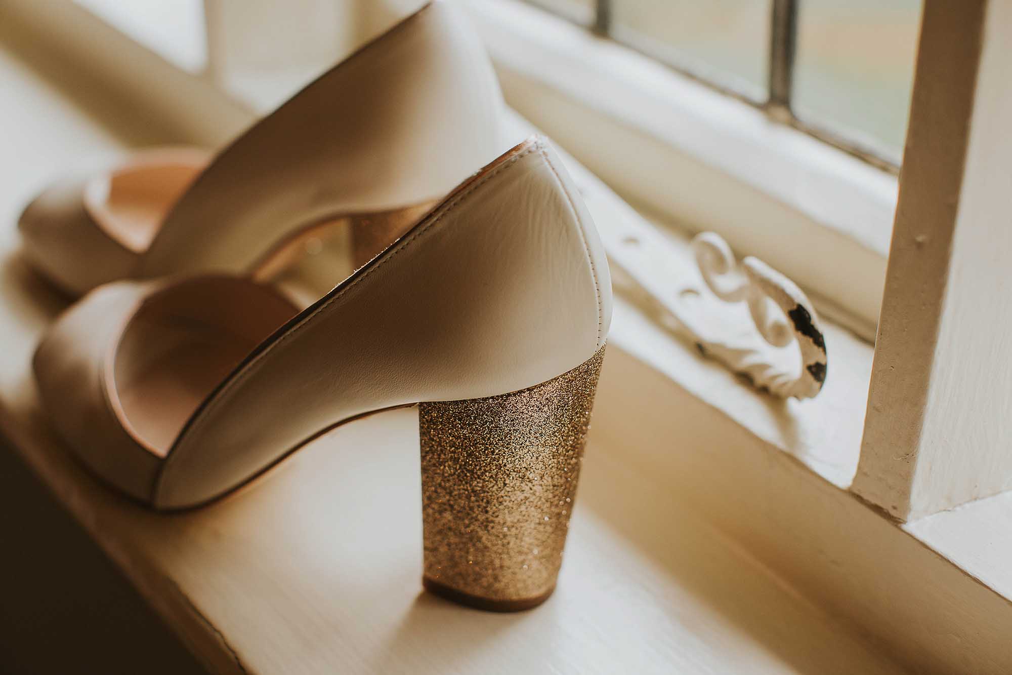 Glittery bridal shoes
