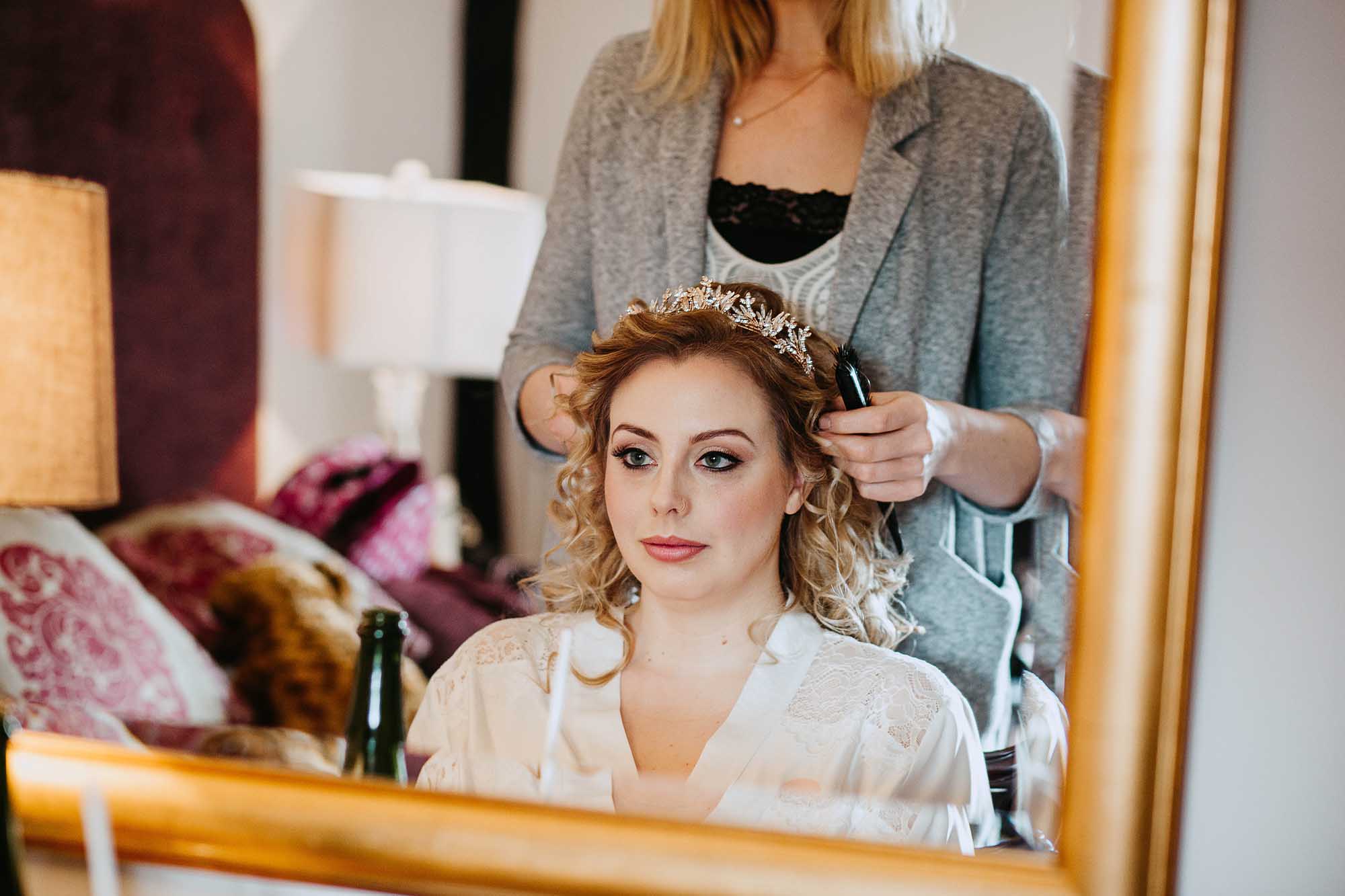 bride getting ready at The Black Swan Helmsley