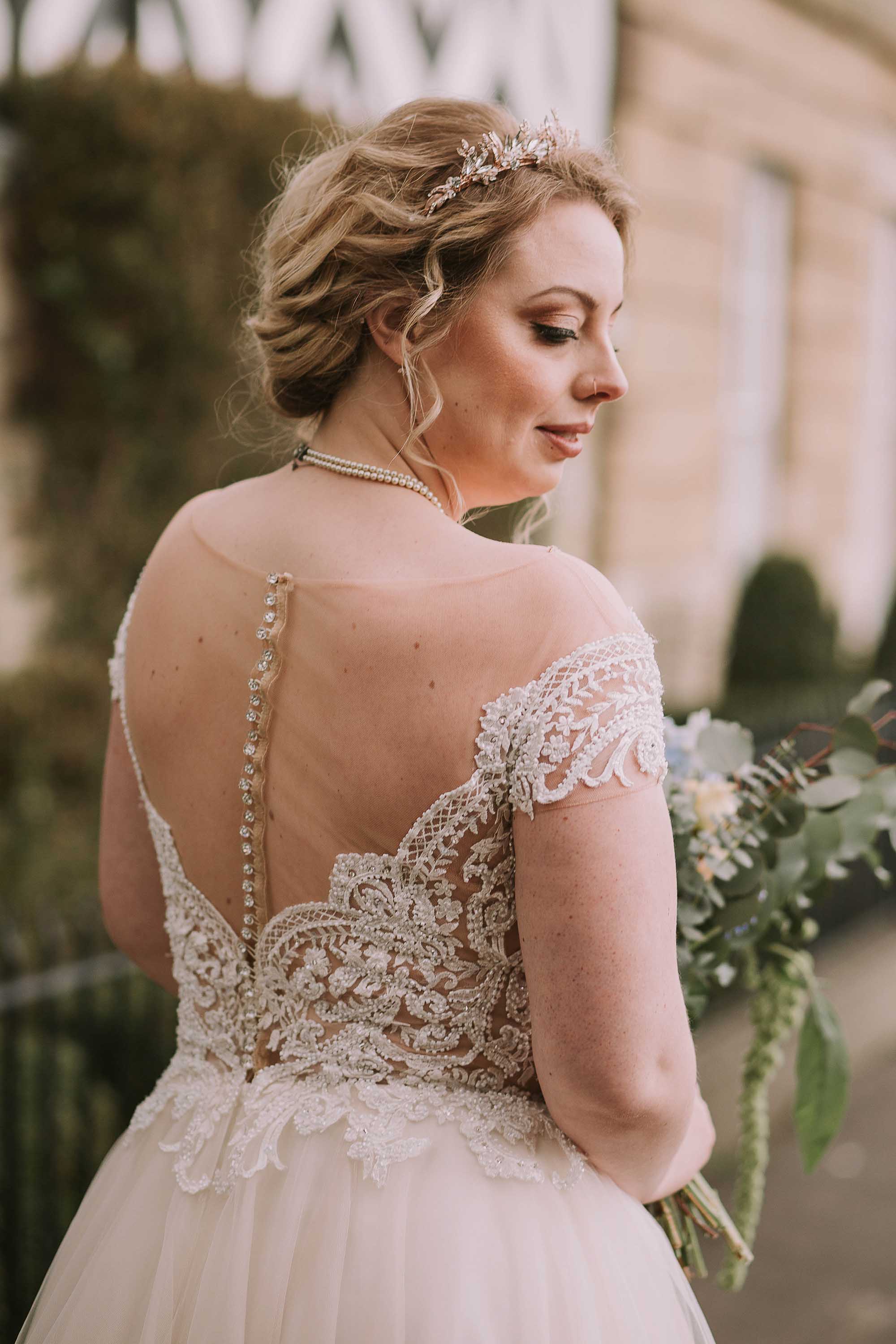 back of bride's dress in Helmsley