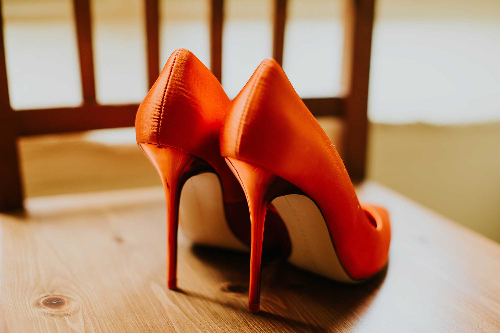 Orange bridal shoes
