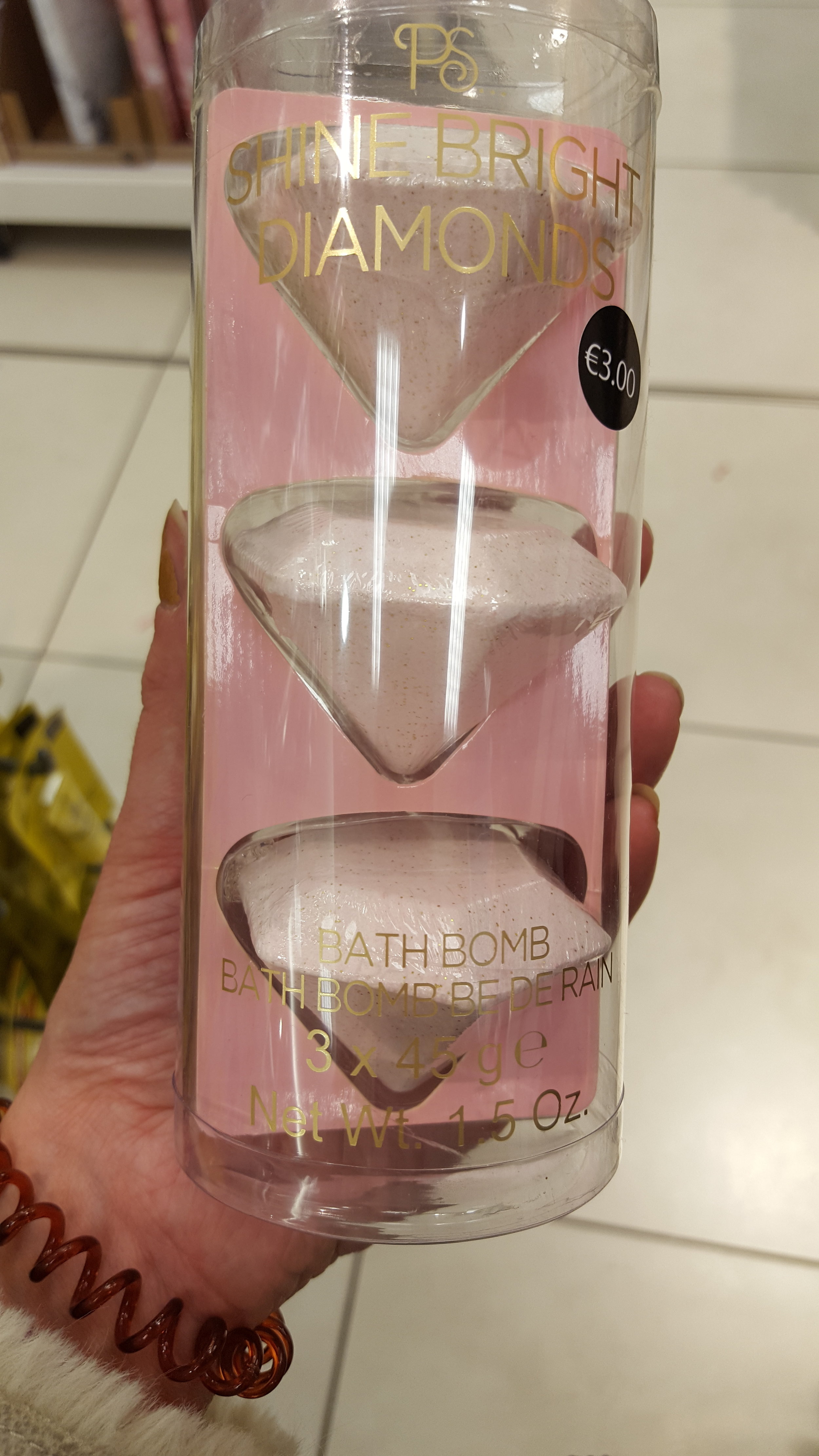 These diamond shaped sparkly bath bombs. A bargain and a half in my book.