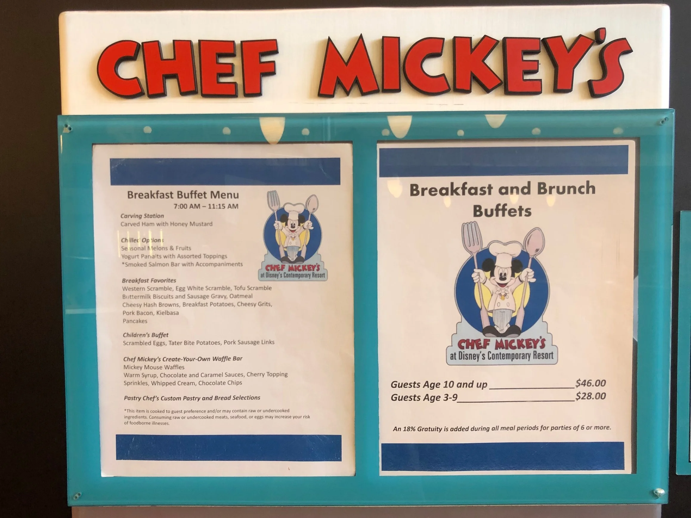 Chef Mickey’s Menu