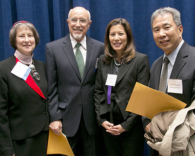 Attorney CJ Kingsley, Mr. Miller, Tani Cantil-Sakauye, Chief Justice of the California Supreme Court, and Attorney Steve Miyake.