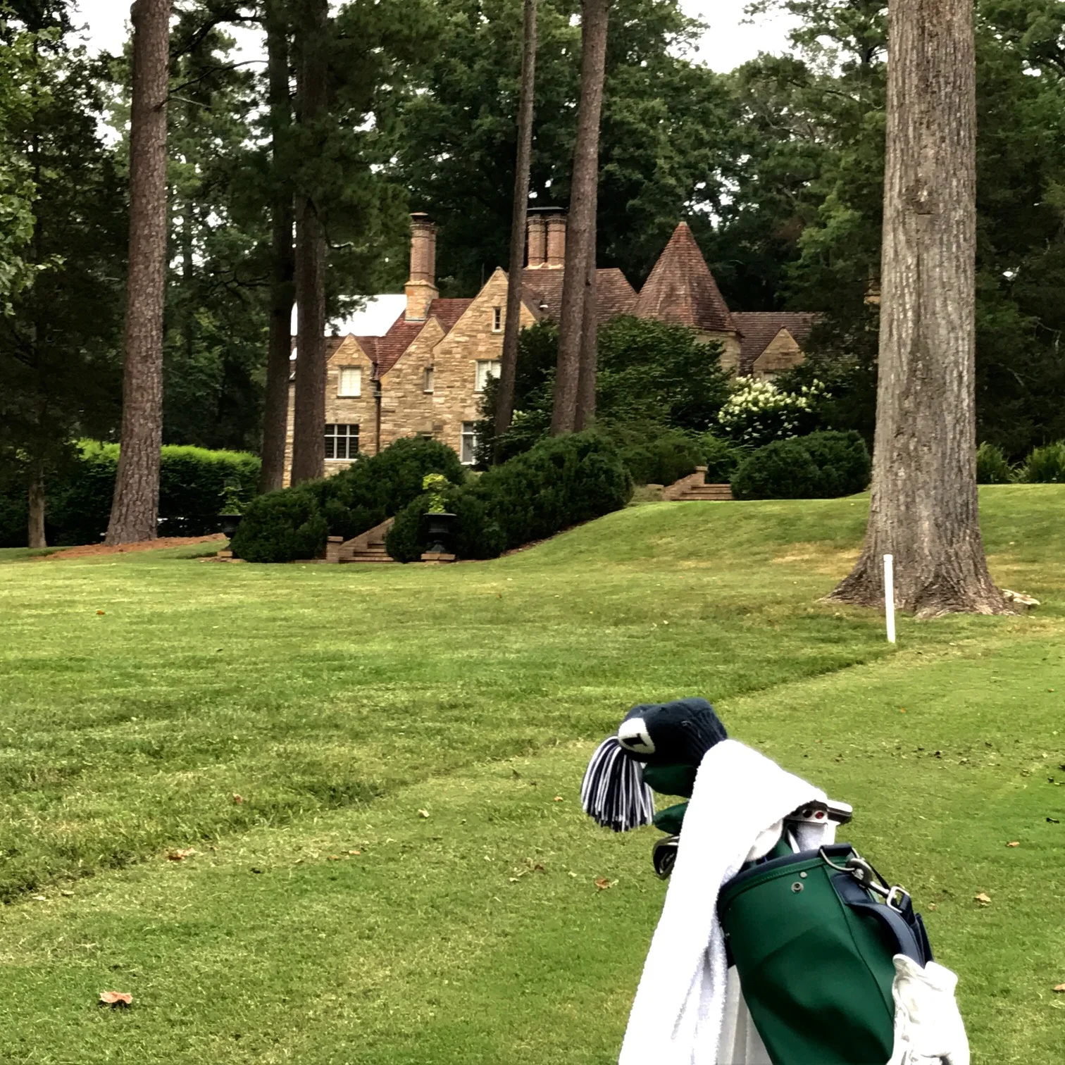 The house on the twelfth hole built by Eddie Cameron of the basketball arena fame was constructed of same stone found in preponderance on Duke's campus.
