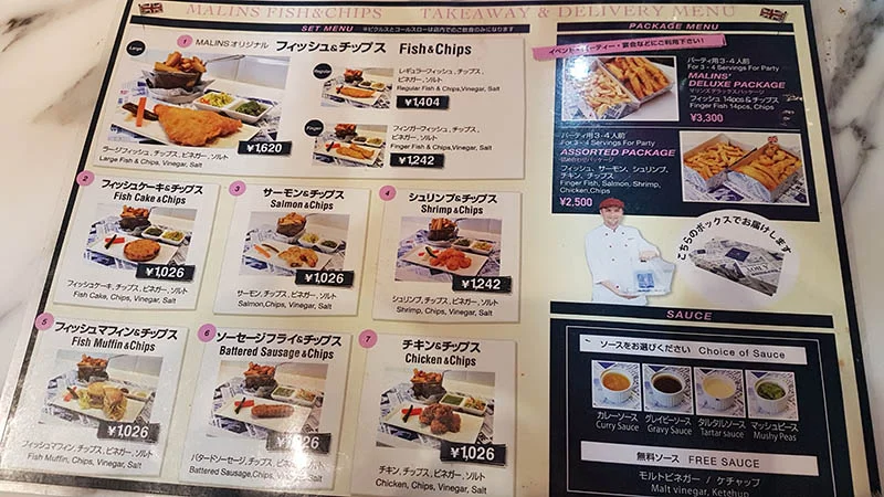 The menu at Malins looks impressive. Image source: authors own image