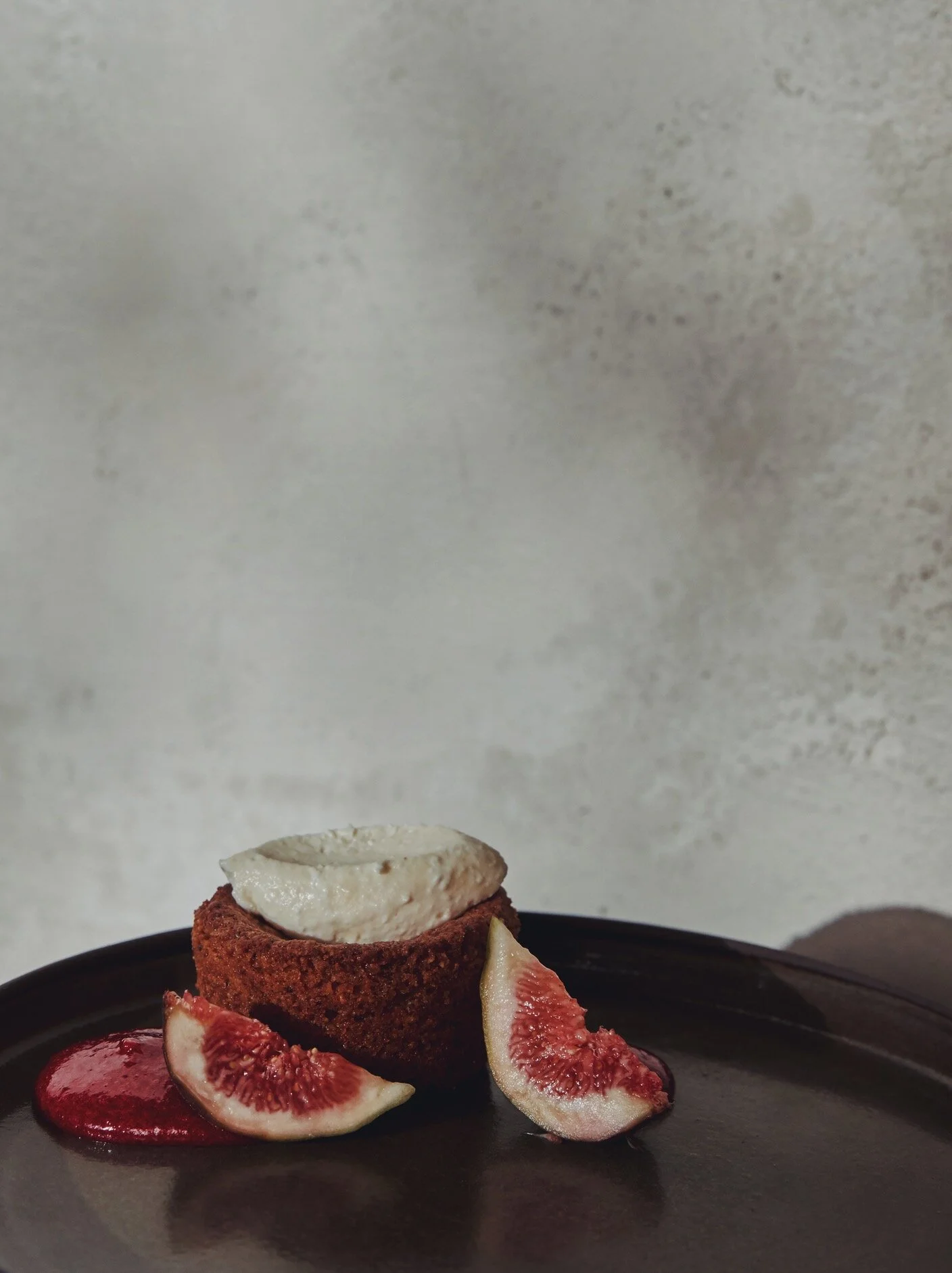 toasted walnut butter torte. blackberry curd. whipped house-made ricotta. macerated fig.