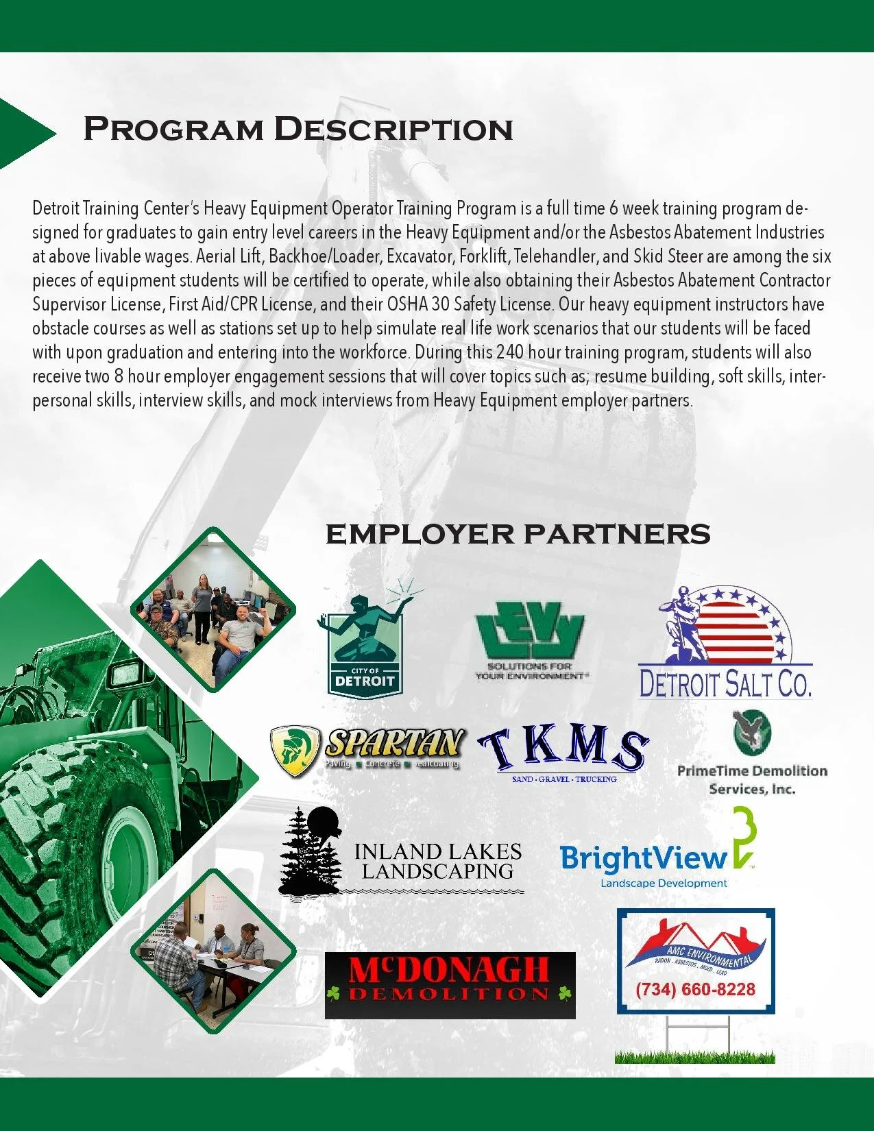 Heavy Equipment Operator Program — Detroit Training Center