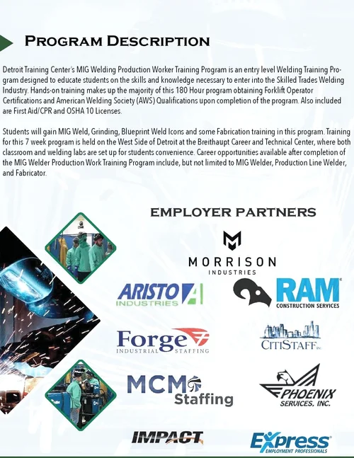 Welding Production Worker — Detroit Training Center