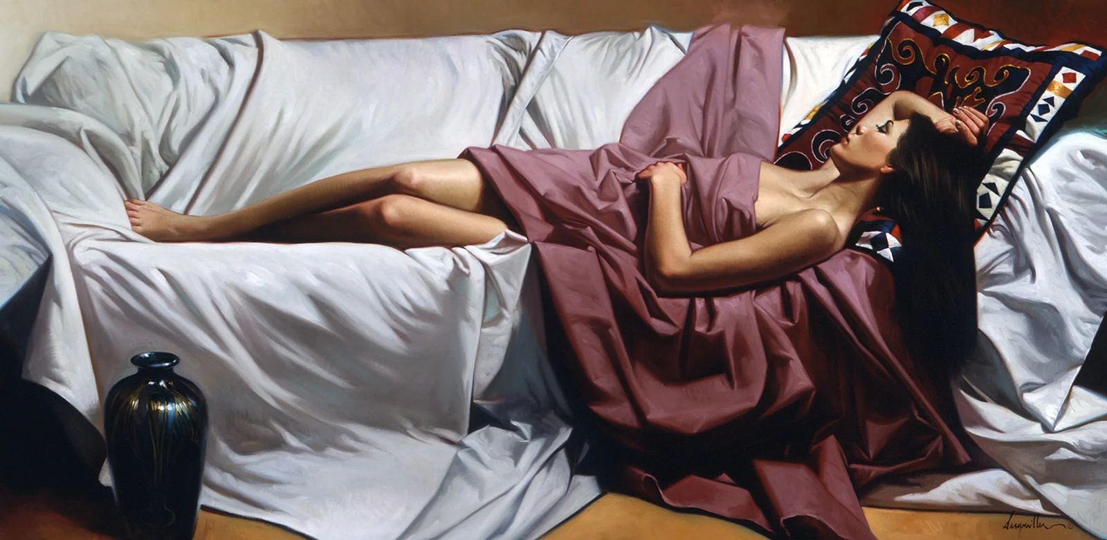 13. "Reclining Figure" Traditional oil painting. Medium: oil on hardboard. . Scale/Resolution 24" x 48". Year Created: 2001