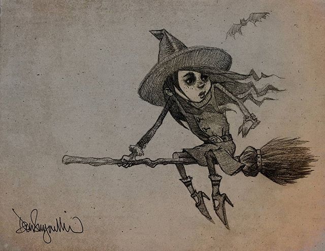 &quot;Ride&quot; Inktober 28. Young witch out for an evening ride.
.
.
#don_seegmiller #seegmillerart #drawings #illusration #pencil #illustrations #draw #art #painter #sketchart #artist #sketch #drawing #sketchbook #artwork #illustrate #illustration