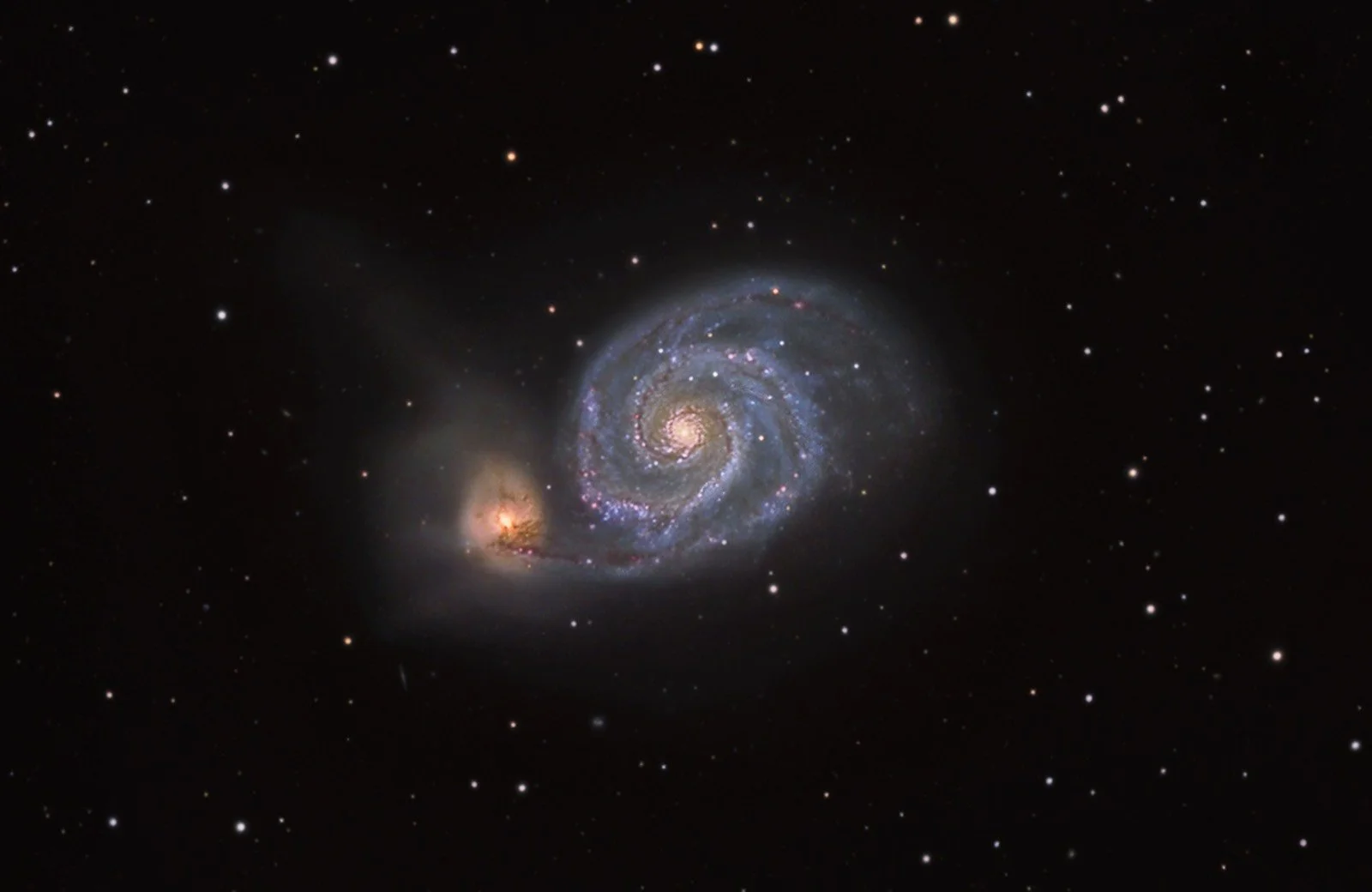 The galaxy M51 appears near the end of the tail of the Big Dipper