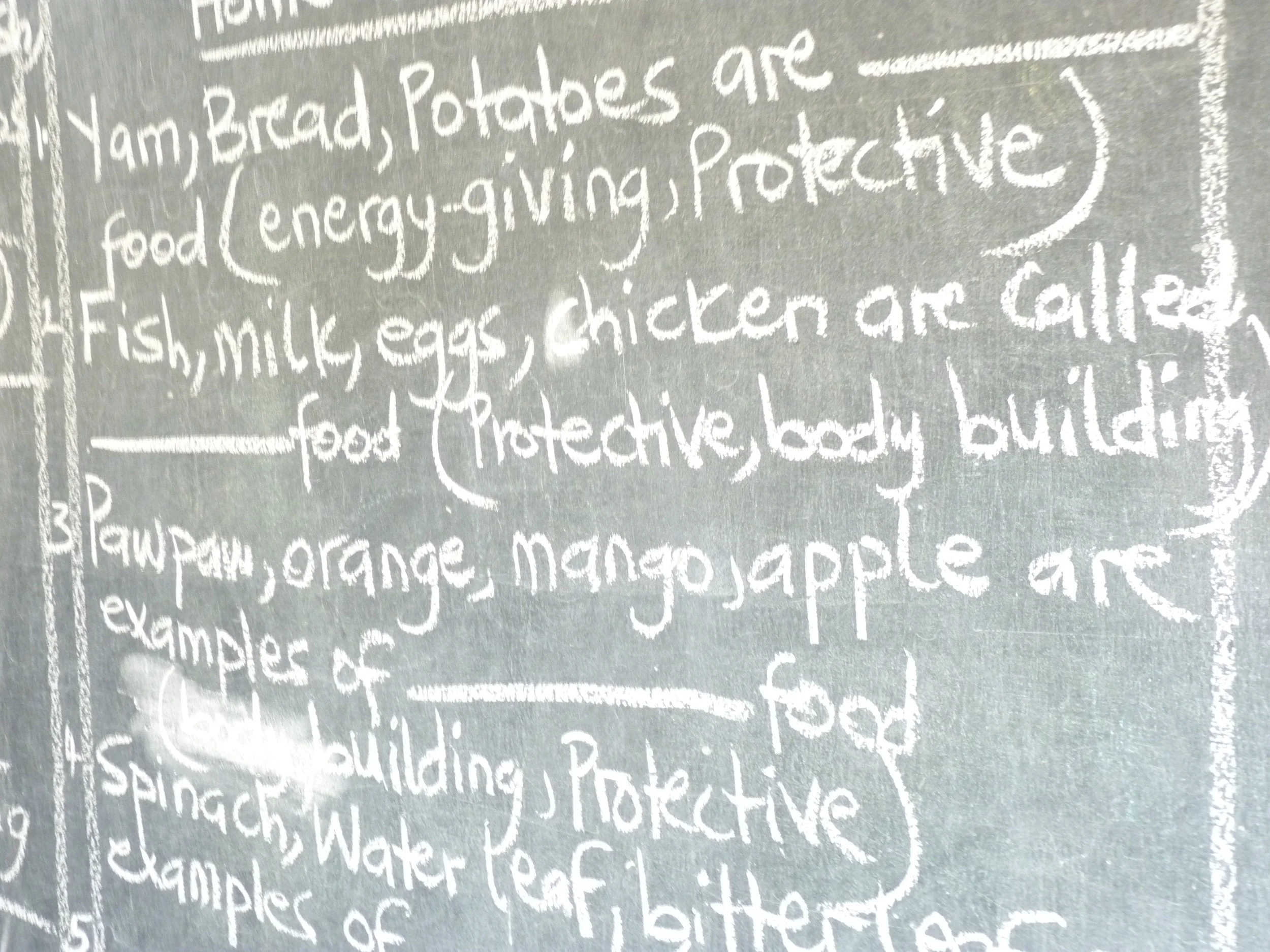 One of the chalkboards in the many classrooms we visited in Lagos