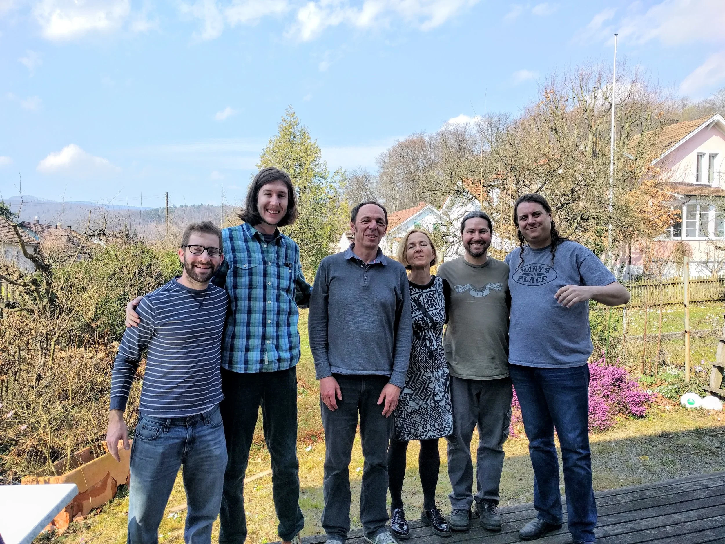 Martin, his wife Susannne + band in their backyard in 2017