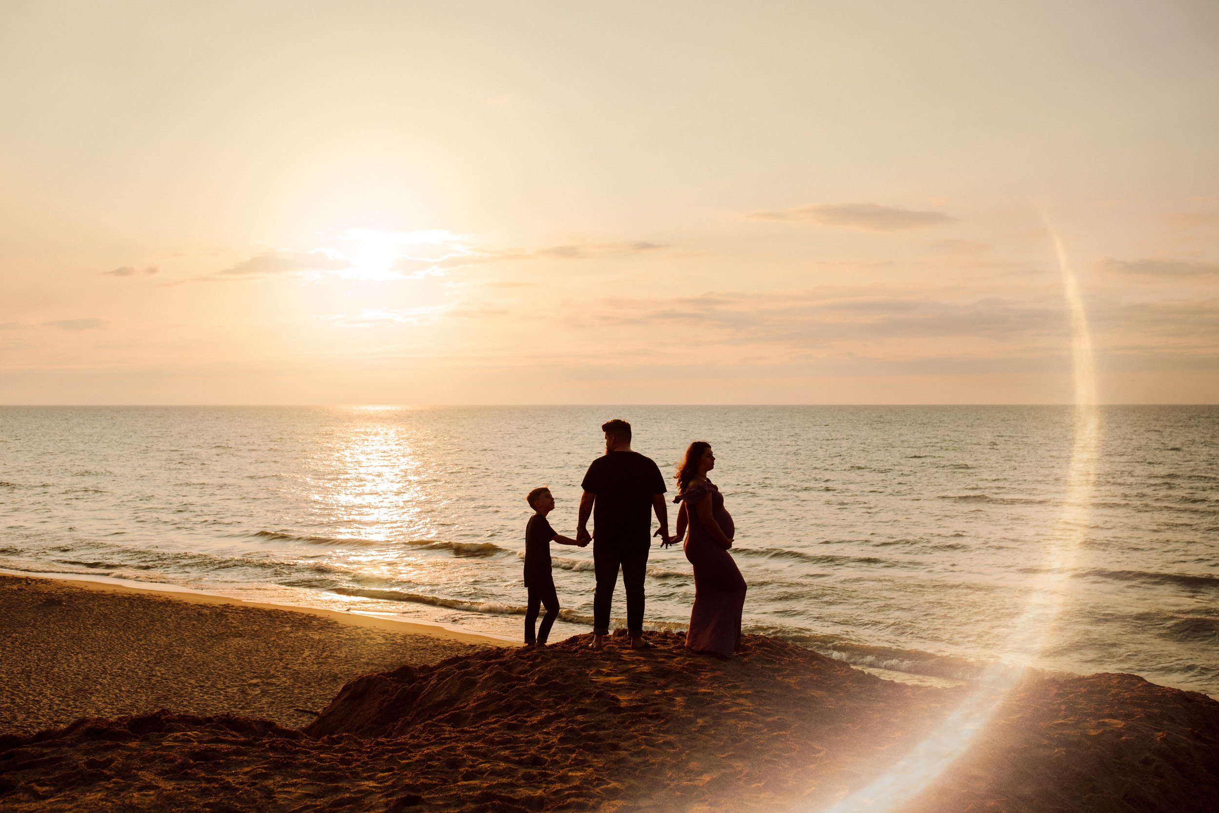 maternity session nwi indiana central beach michigan city photography photographer family of 3 golden hour beach.jpg