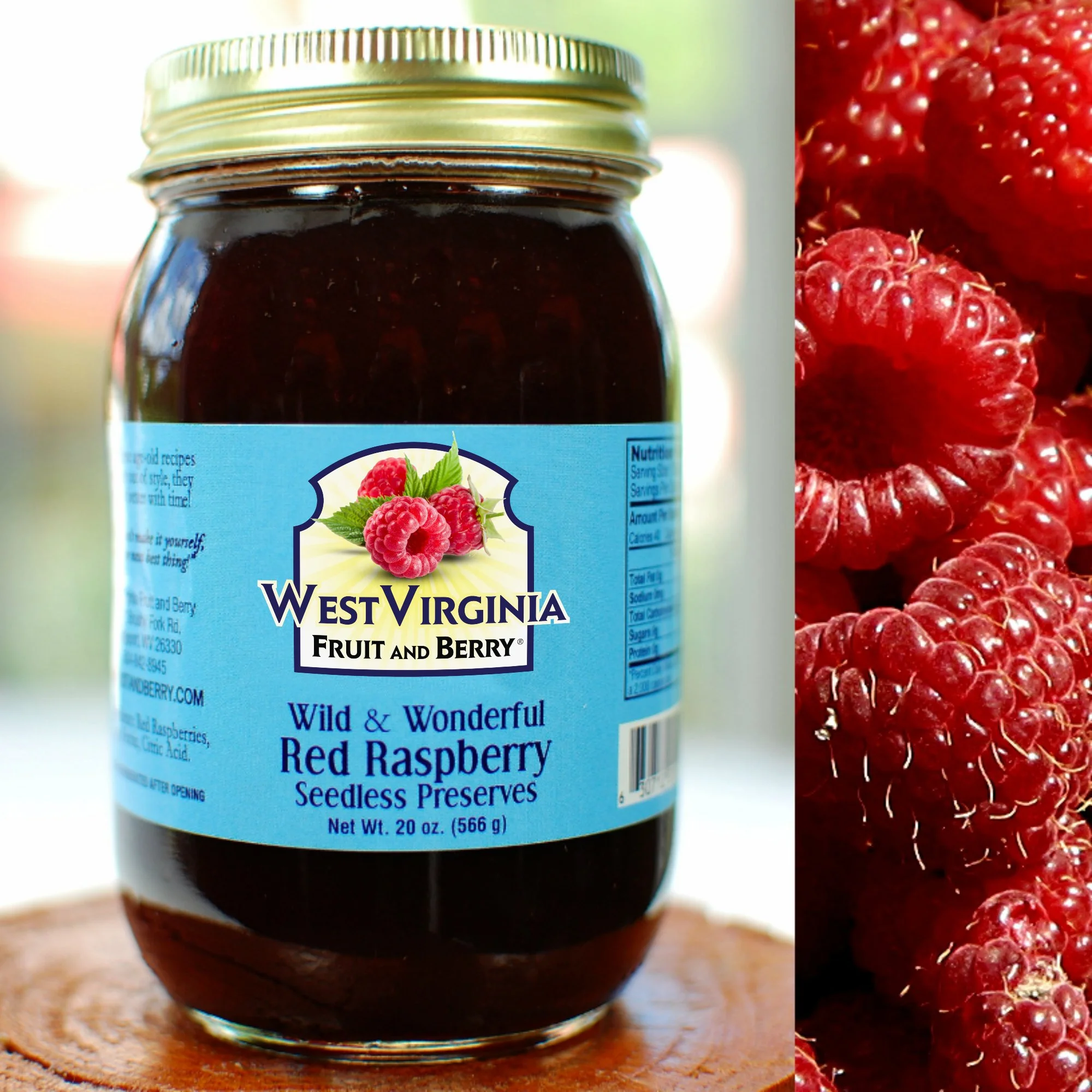 20oz. (1Pt) Wild & Wonderful Red Raspberry preserves — West Virginia
